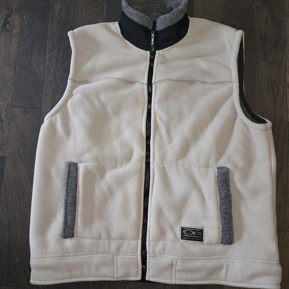 Vintage OP Ocean Pacific Polar Fleece Vest Mens Sz XL Full Zip Sleeveless Jacket